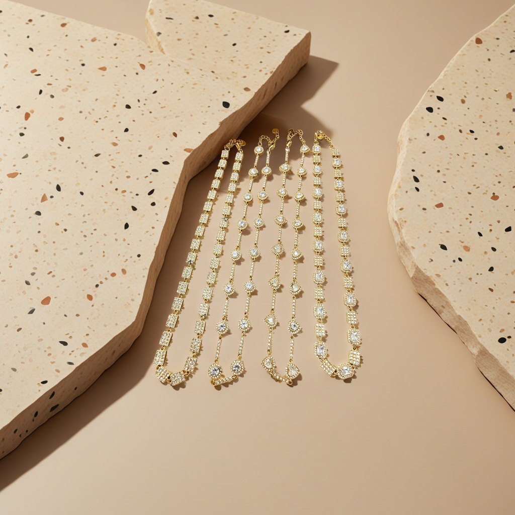 Golden diamond-encrusted necklace for women, light luxury, simple and versatile collarbone chain