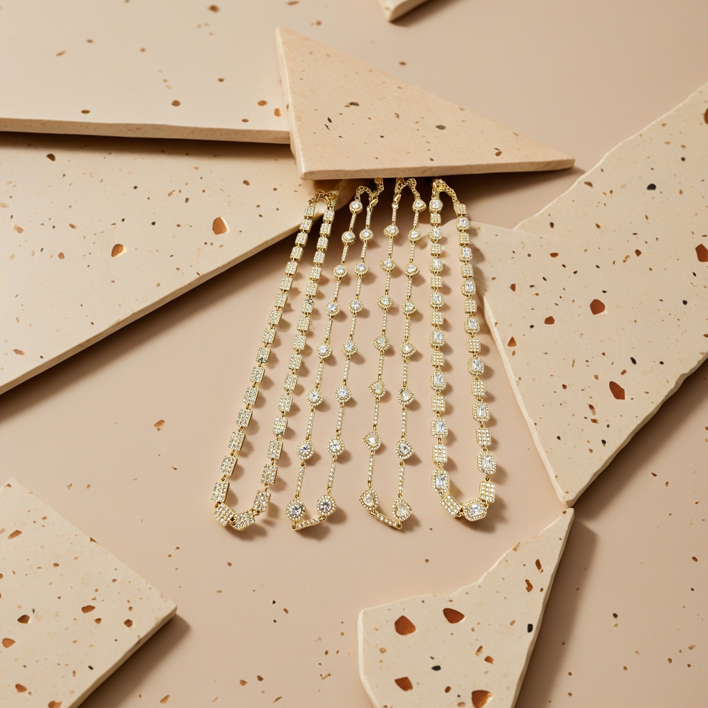 Golden diamond-encrusted necklace for women, light luxury, simple and versatile collarbone chain details Picture