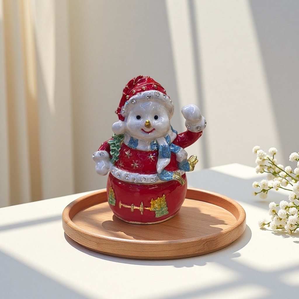 红色雪人造型节日装饰盒 圣诞新年家居摆件产品图
