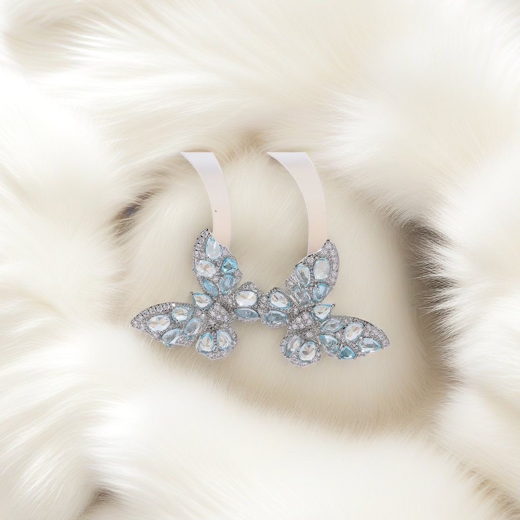 Colorful butterfly-shaped diamond-encrusted stud earrings are fashionable and light luxury earrings for women Specification image