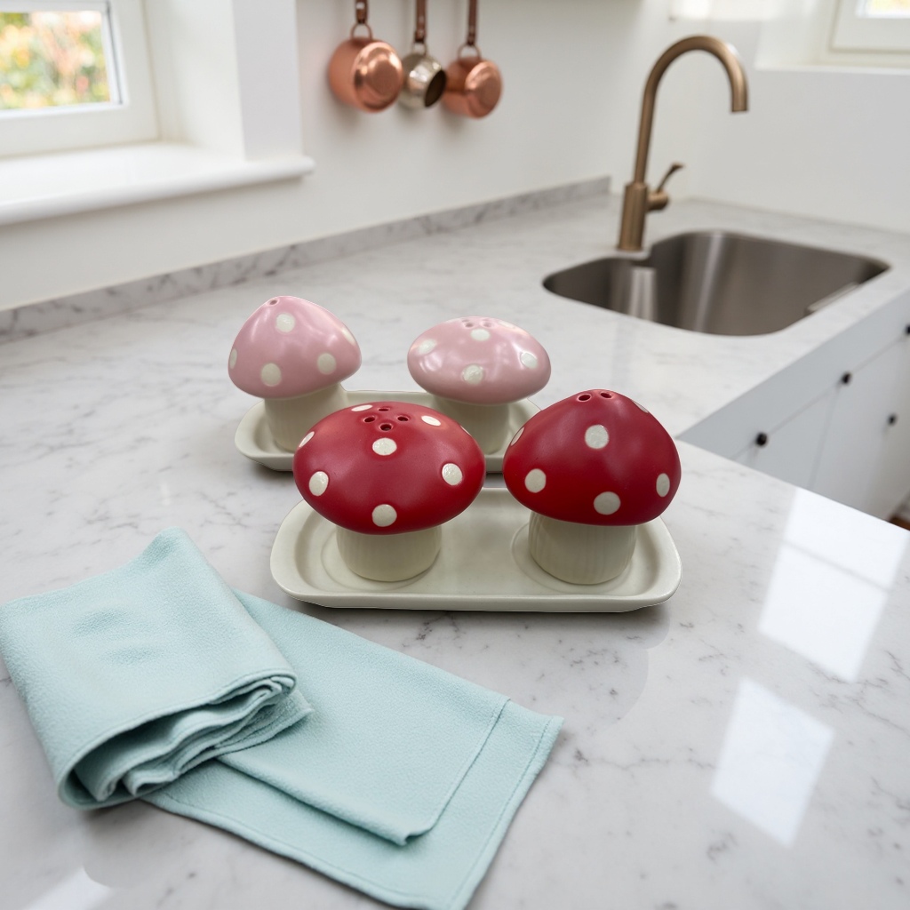 Red and white polka dot mushroom-shaped seasoning bottle, creative glass seasoning jar for home kitchen Specification image