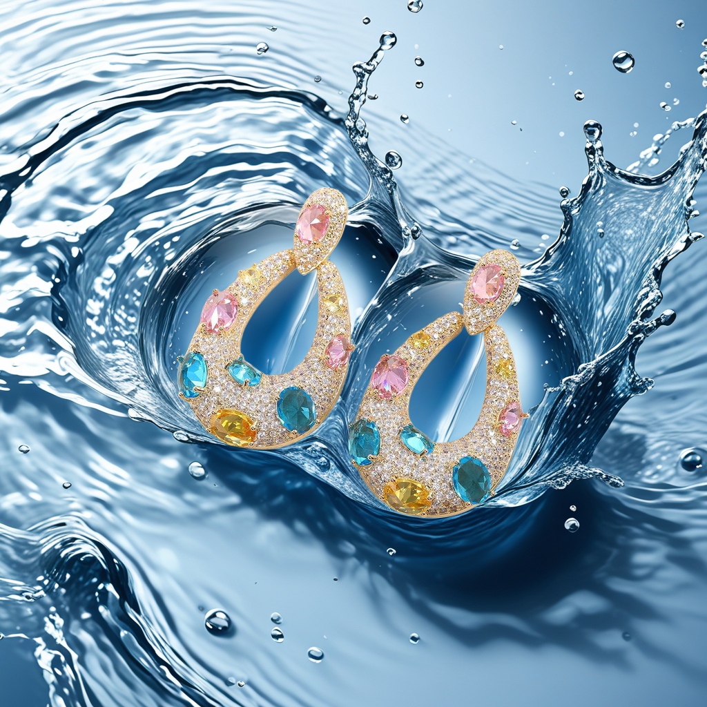 Colored gemstone earrings, natural zircon, light luxury and fashionable women's earrings