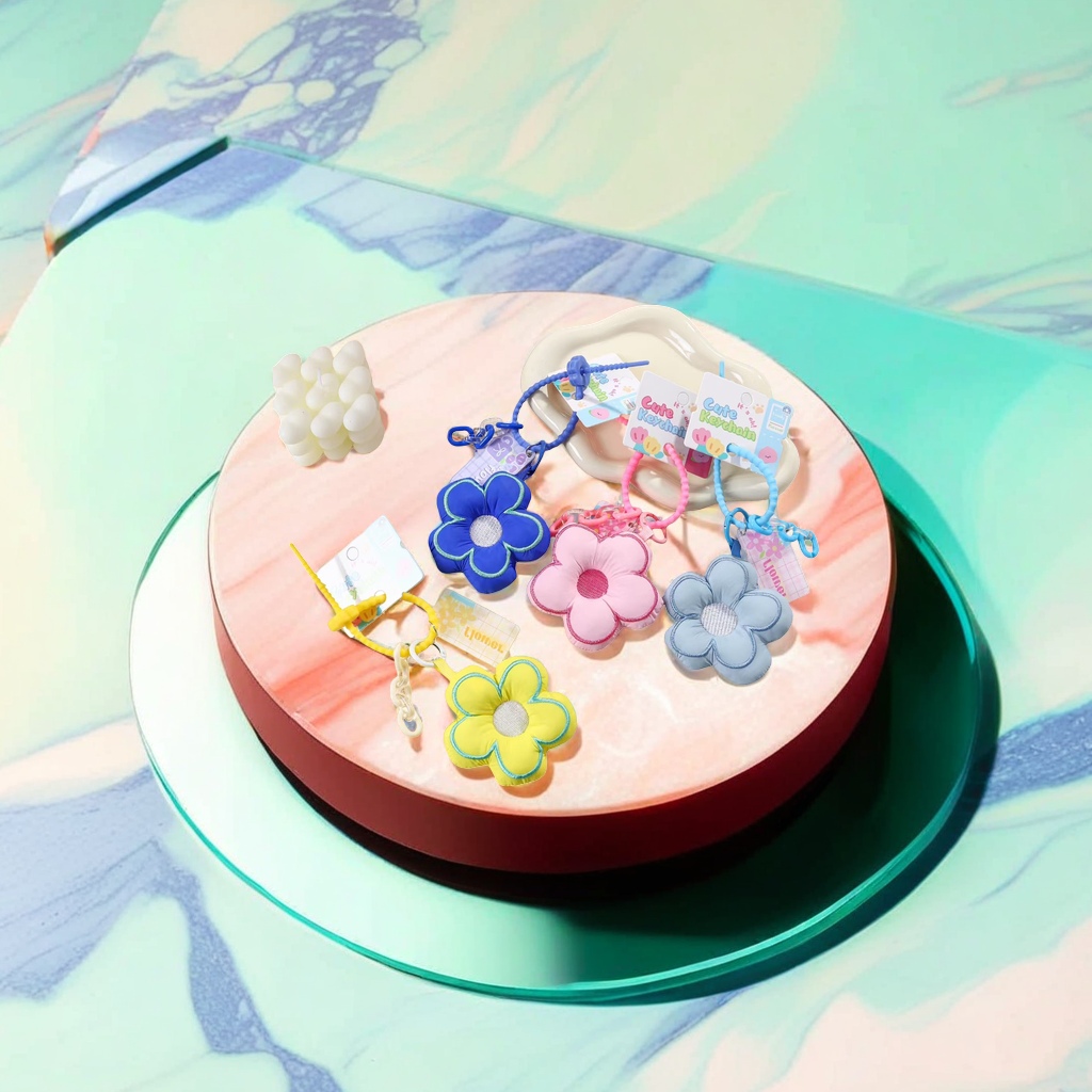 彩色花朵造型钥匙扣可爱创意挂件小巧便携
