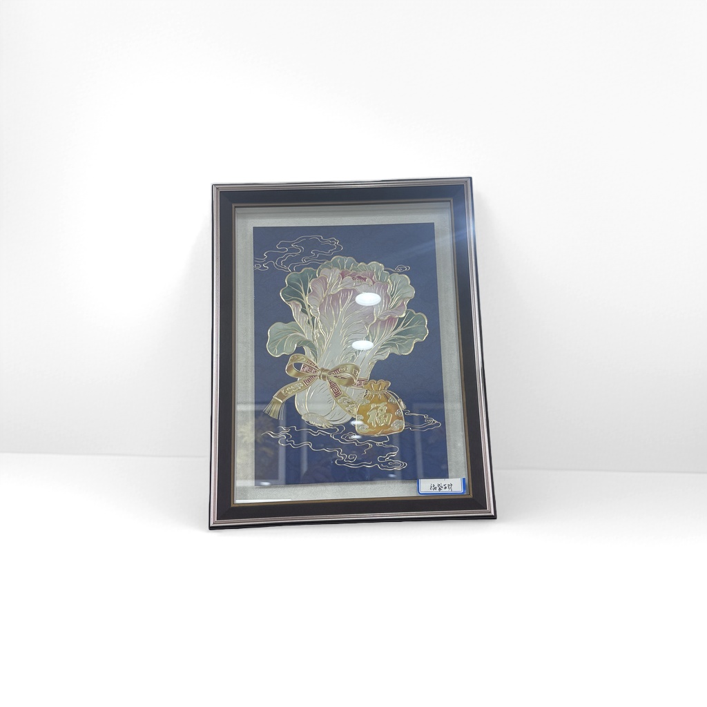 金色描边白菜图案陶瓷餐具套装家用简约北欧风图