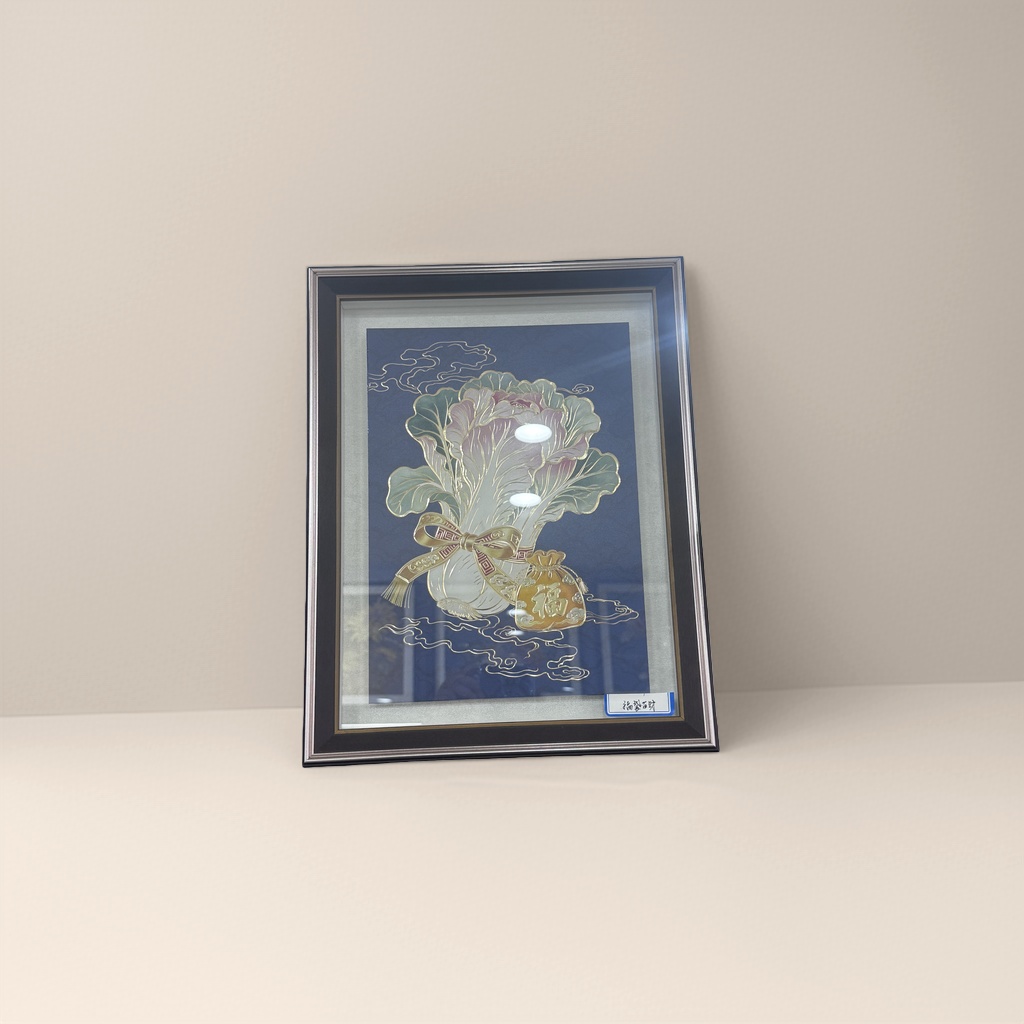 金色描边白菜图案+细节图