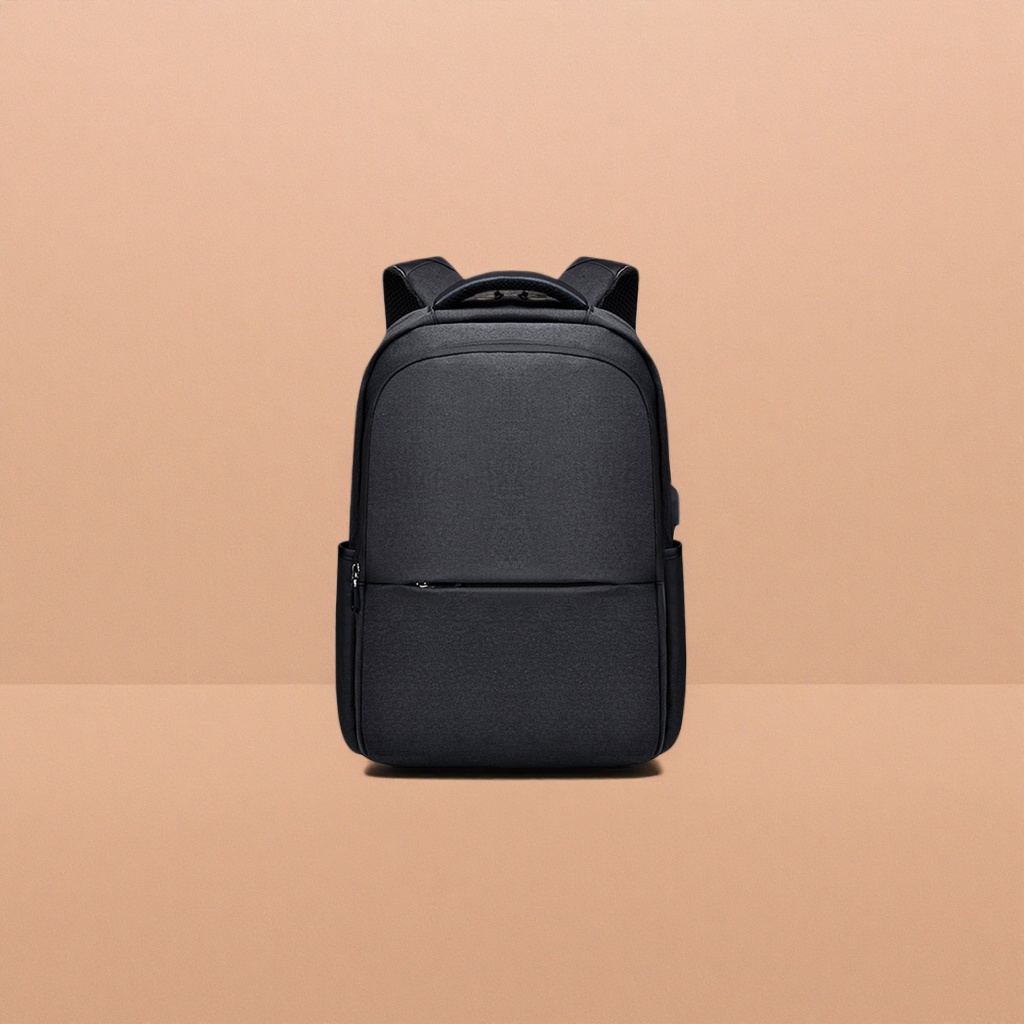The black backpack is simple and versatile. It is convenient for students to commute, has a large capacity and is waterproof details Picture