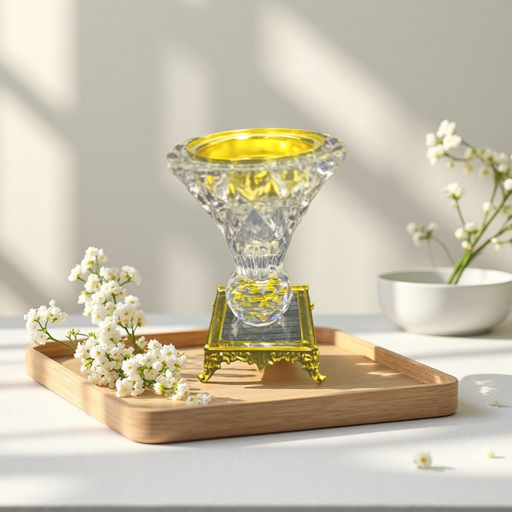 Transparent crystal incense burner, home aromatherapy decoration, tea room Zen decoration, high-transparency glass incense burner details Picture
