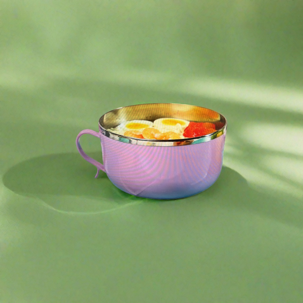 Pink silver-rimmed bowl egg and fruit set Application Scenario