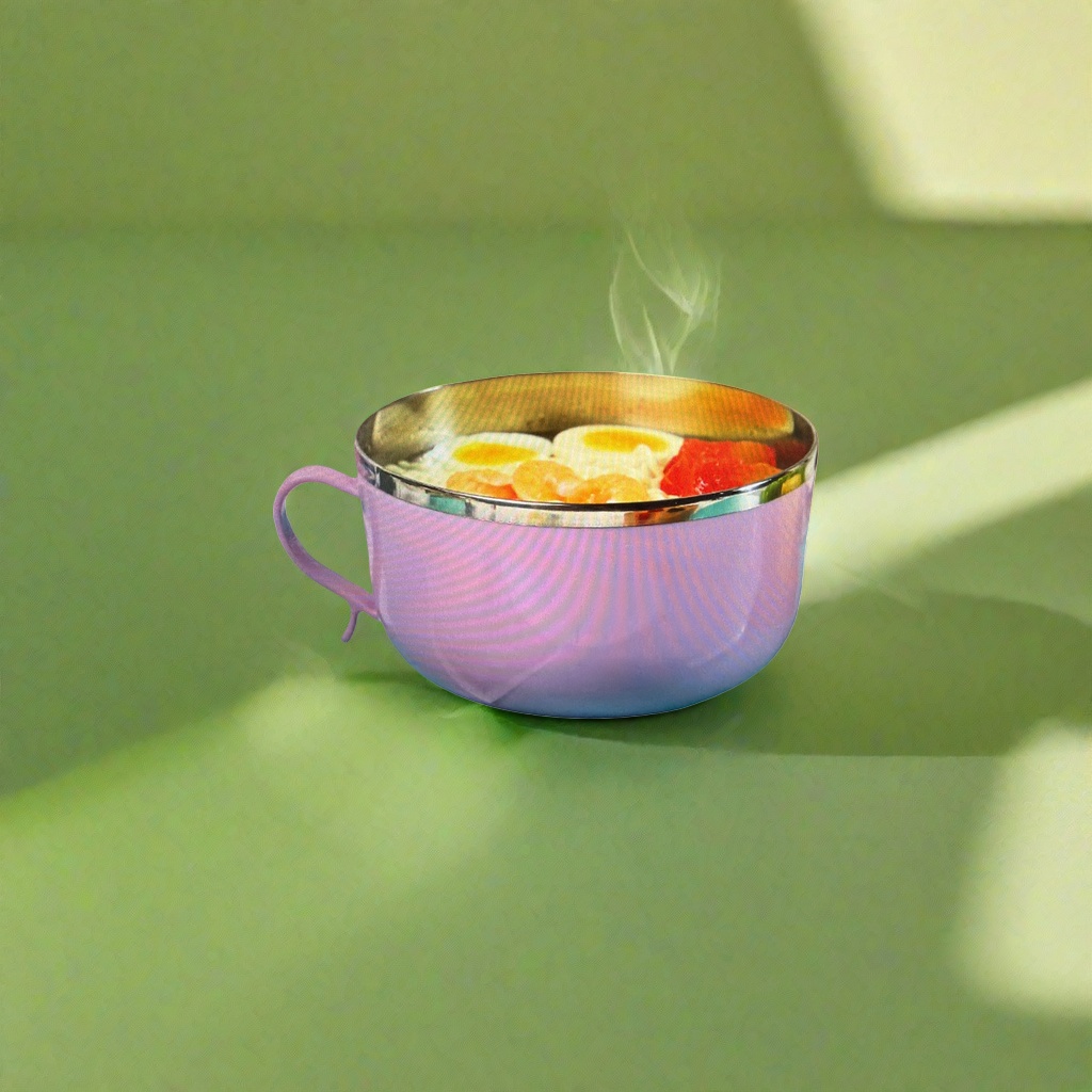Pink silver-rimmed bowl egg and fruit set Specification image