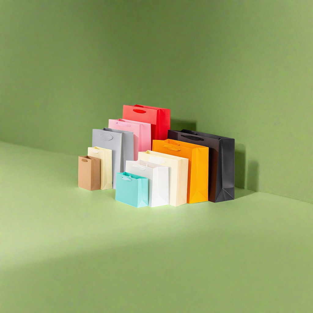 Customized colored hand-held paper bags, eco-friendly kraft paper shopping bags and gift packaging bags are available