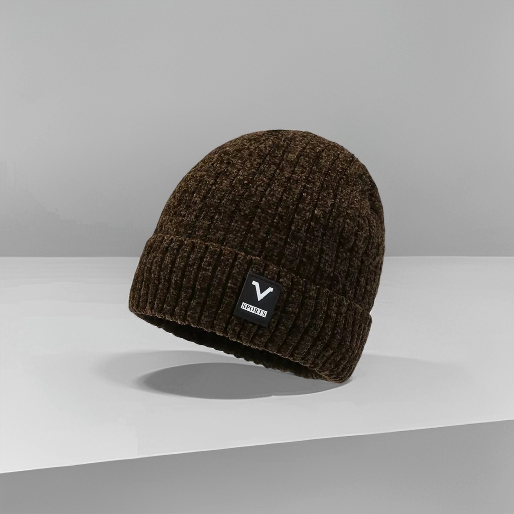 A dark brown pure wool knitted cap is a must-have for warm, slimming and face-enhancing autumn and winter Specification image