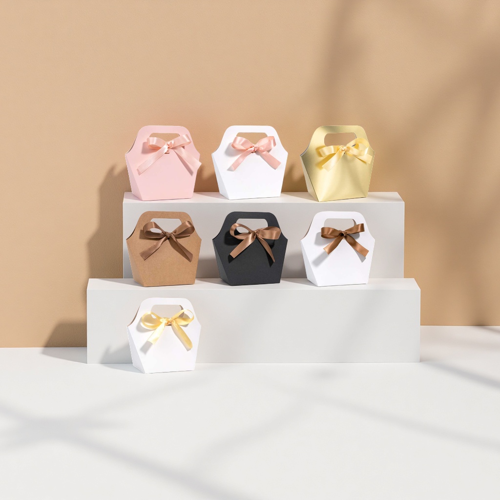 Black, brown and white hand-held gift box, simple and elegant gift packaging box, universal style Specification image