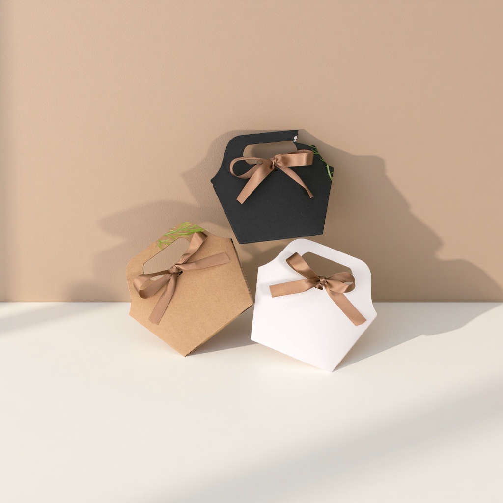 Black, brown and white hand-held gift box, simple and elegant gift packaging box, universal style details Picture