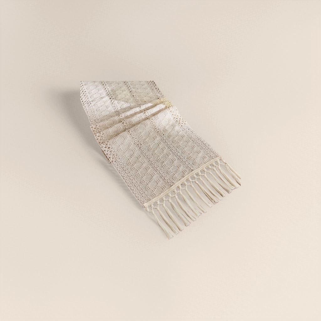 A beige crocheted tablecloth with tassels for the living room dining table decoration fabric home Application Scenario