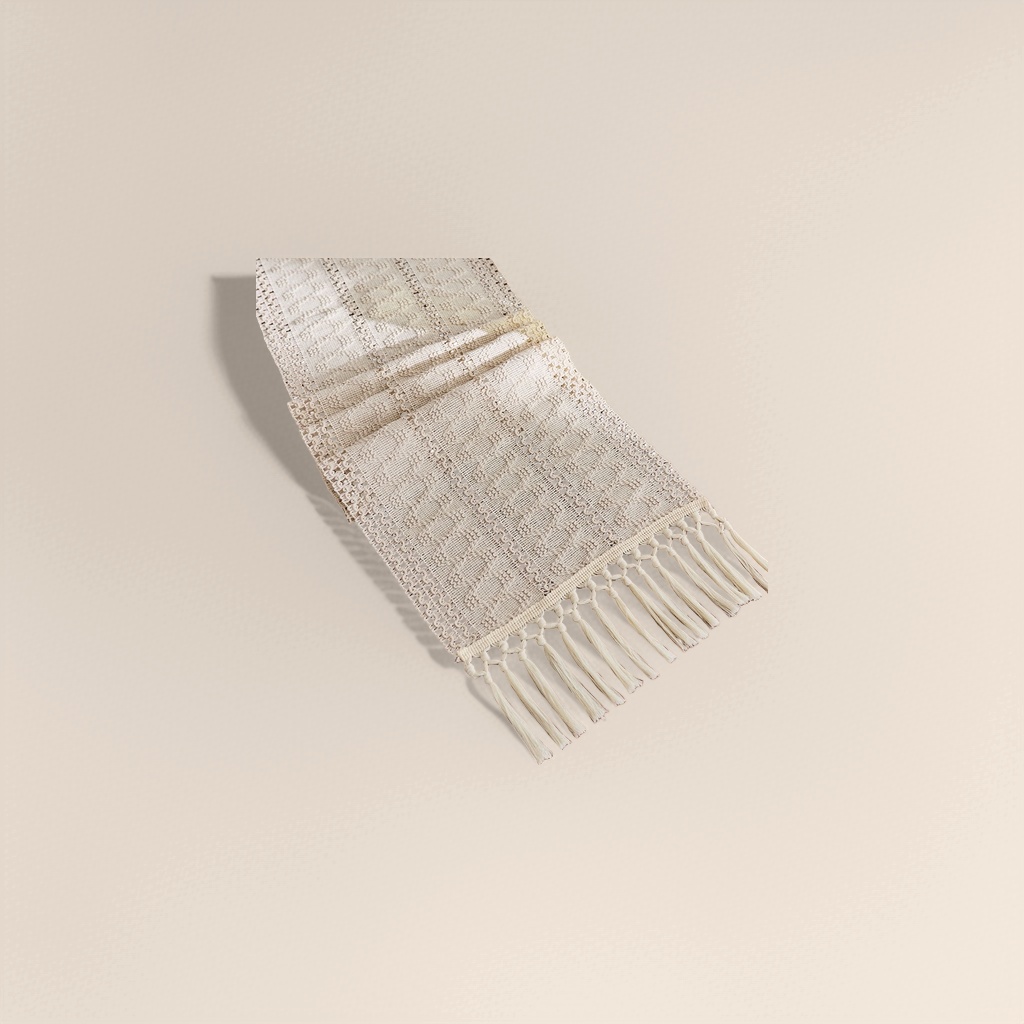 A beige crocheted tablecloth with tassels for the living room dining table decoration fabric home Item Picture