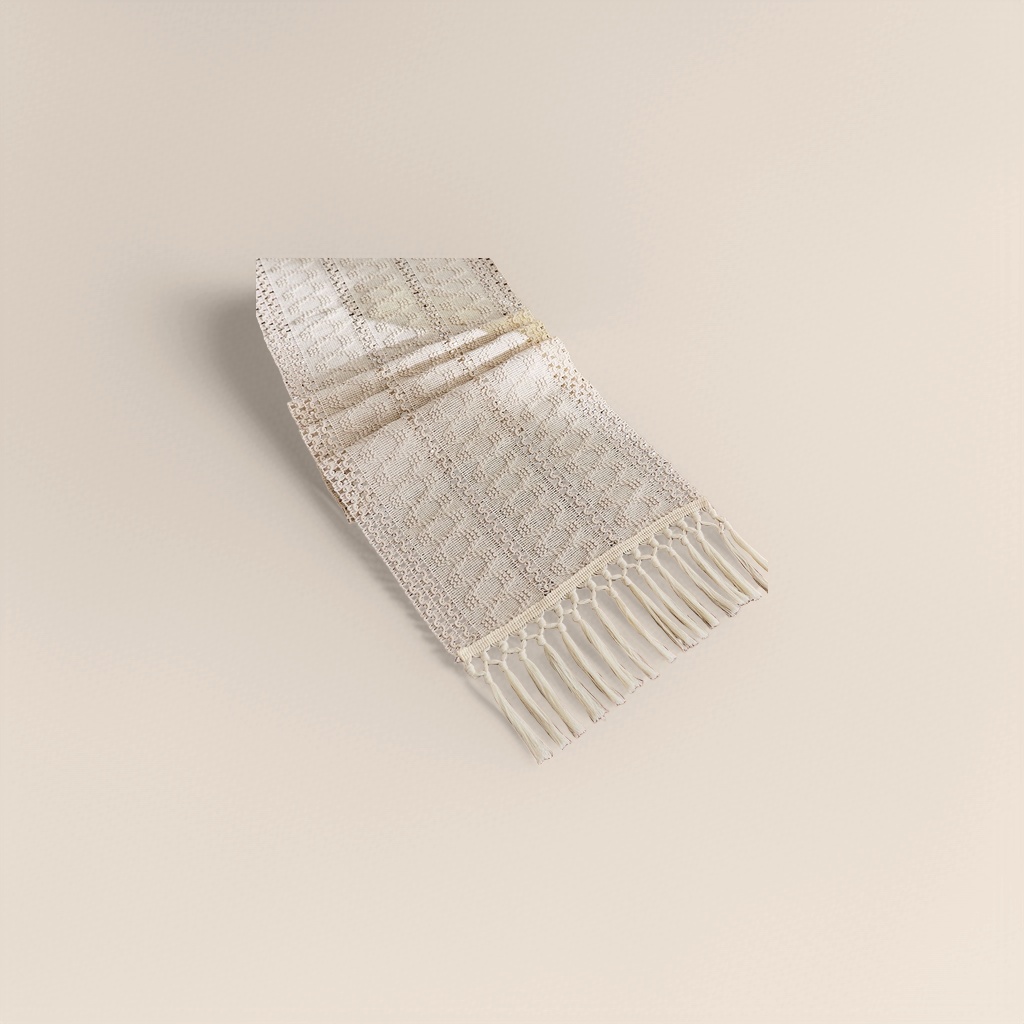 A beige crocheted tablecloth with tassels for the living room dining table decoration fabric home Specification image