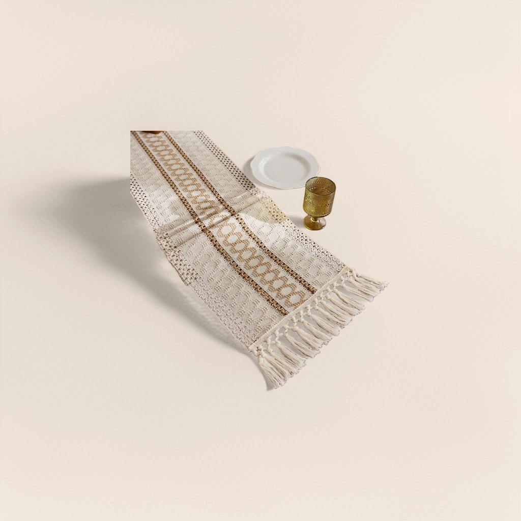 The off-white tassel table flag is a Nordic-style home decoration fabric for the living room dining table Specification image