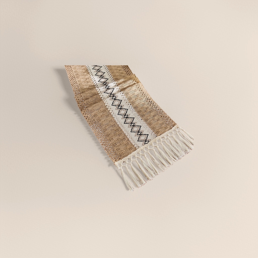 Beige tassel table flag, a Nordic minimalist living room dining table decoration fabric home item Specification image