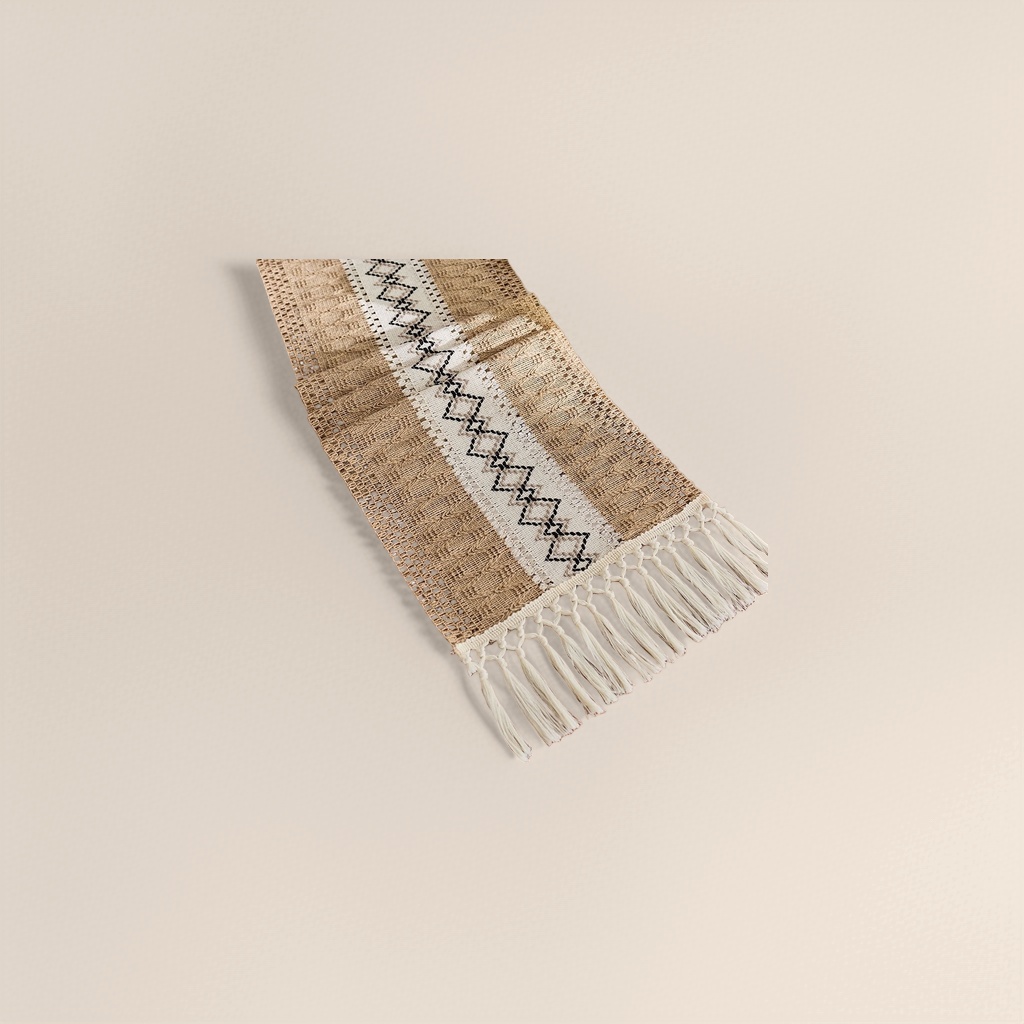 Beige tassel table flag, a Nordic minimalist living room dining table decoration fabric home item details Picture