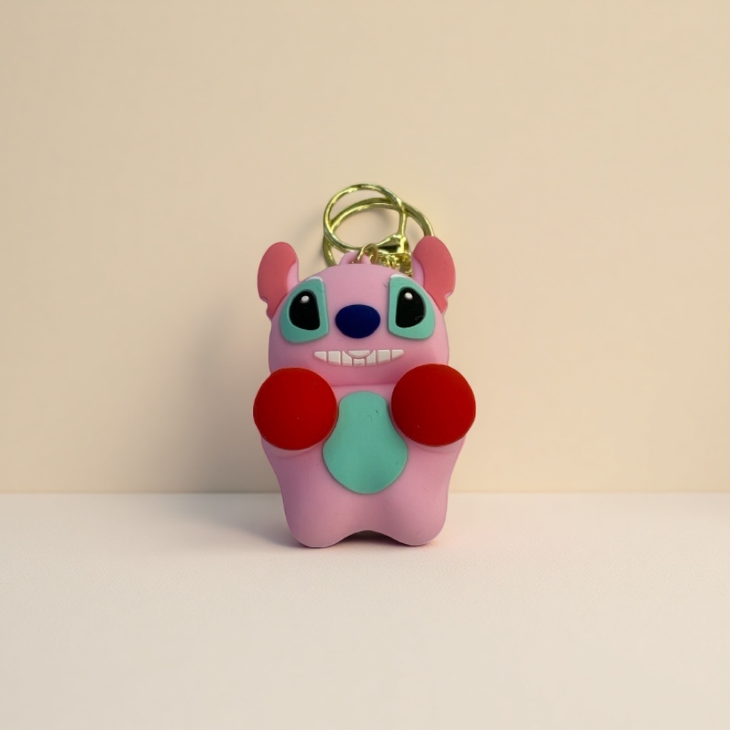Pink stitch plush keychain, cute pendant, and adorable car bag accessory details Picture