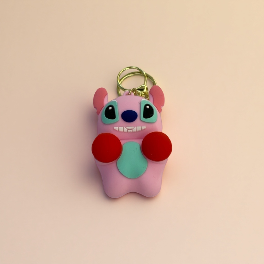Pink stitch plush keychain, cute pendant, and adorable car bag accessory Specification image