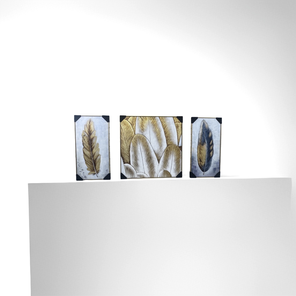 厂家直销厂家直销三幅羽毛主题装饰画客厅卧室北欧风简约挂画
