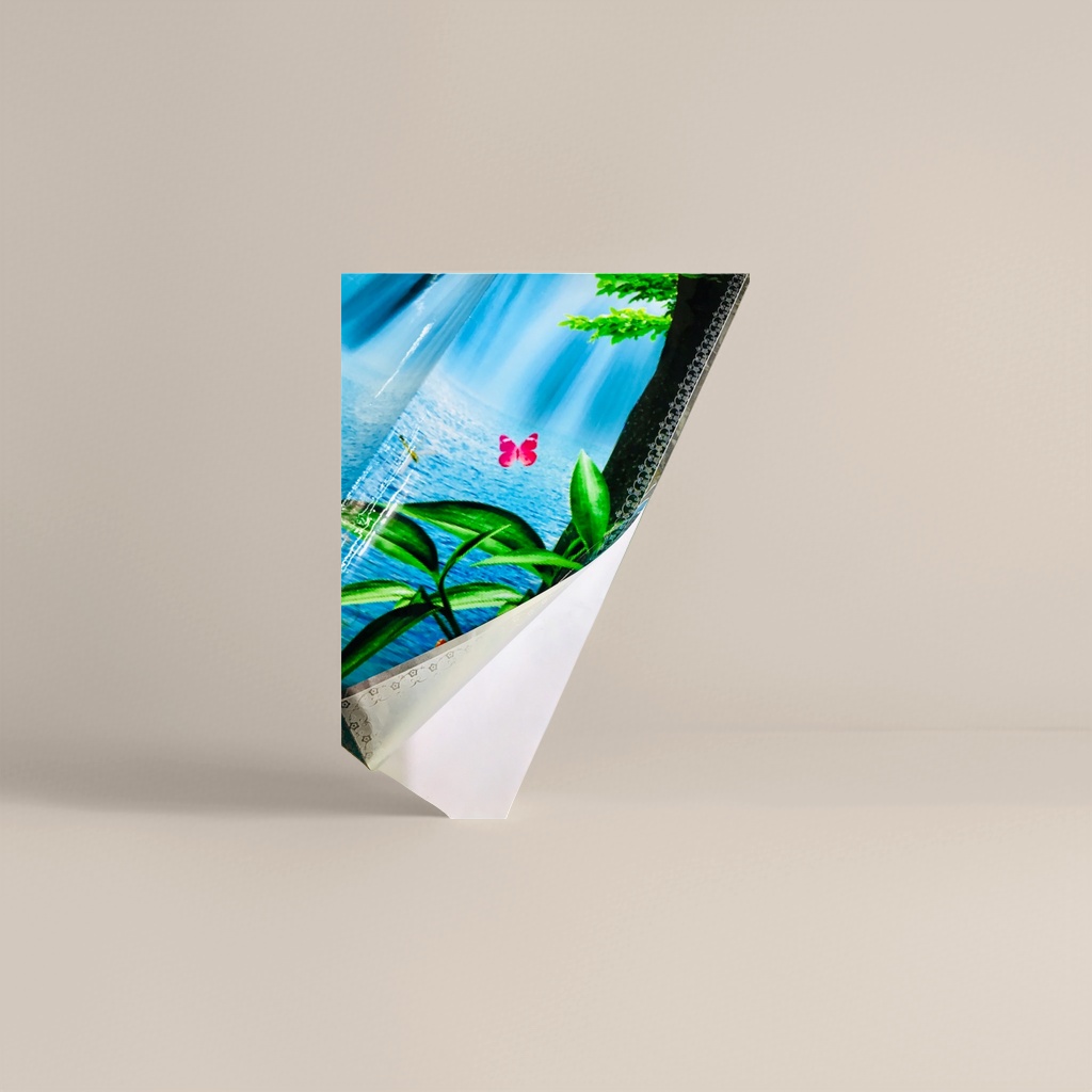蓝色背景绿植蝴蝶图案装饰贴纸 家居手账墙贴创意DIY