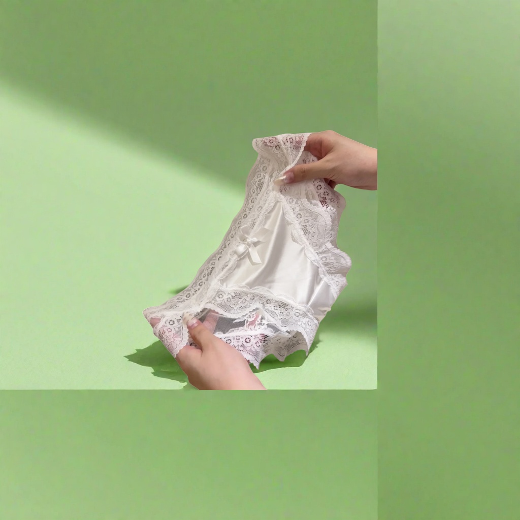 White lace underpants for women, made of pure cotton, breathable and without steel rings, comfortable and basic for daily use details Picture