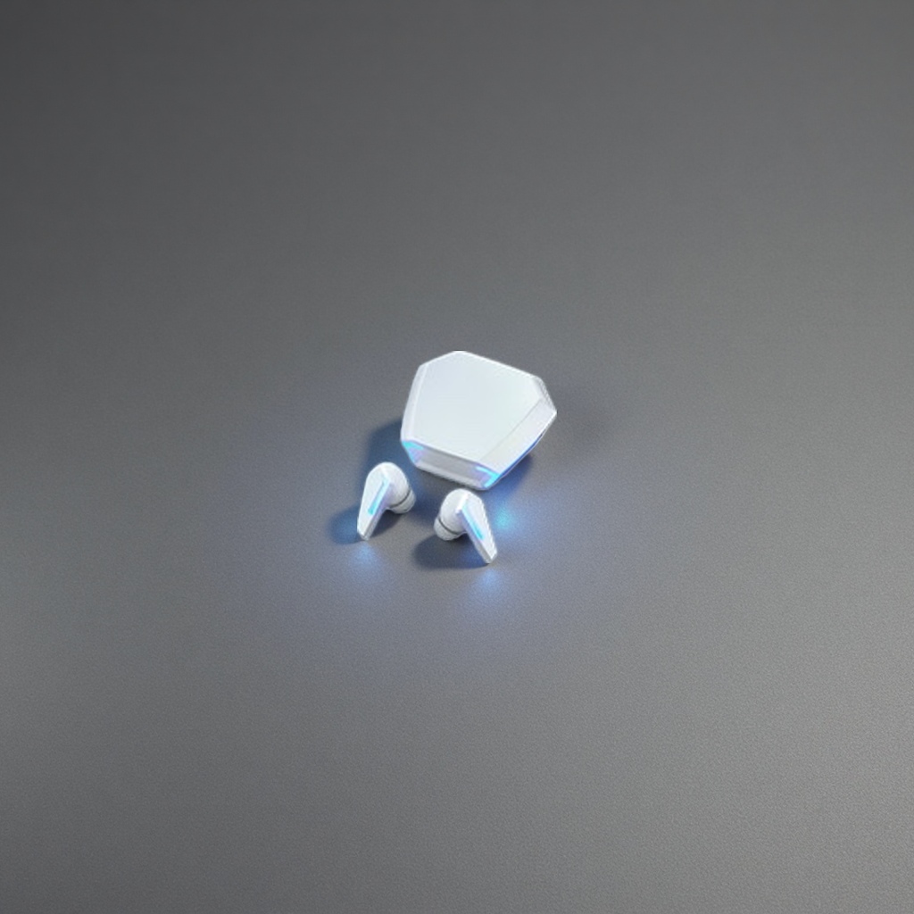 The white wireless earphone charging case features Bluetooth 5.3 high-definition sound quality and a battery life of 24 hours Specification image