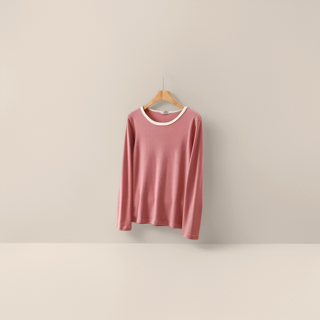 Pink long-sleeved top, a slim knitted inner layer for women in autumn and winter Application Scenario