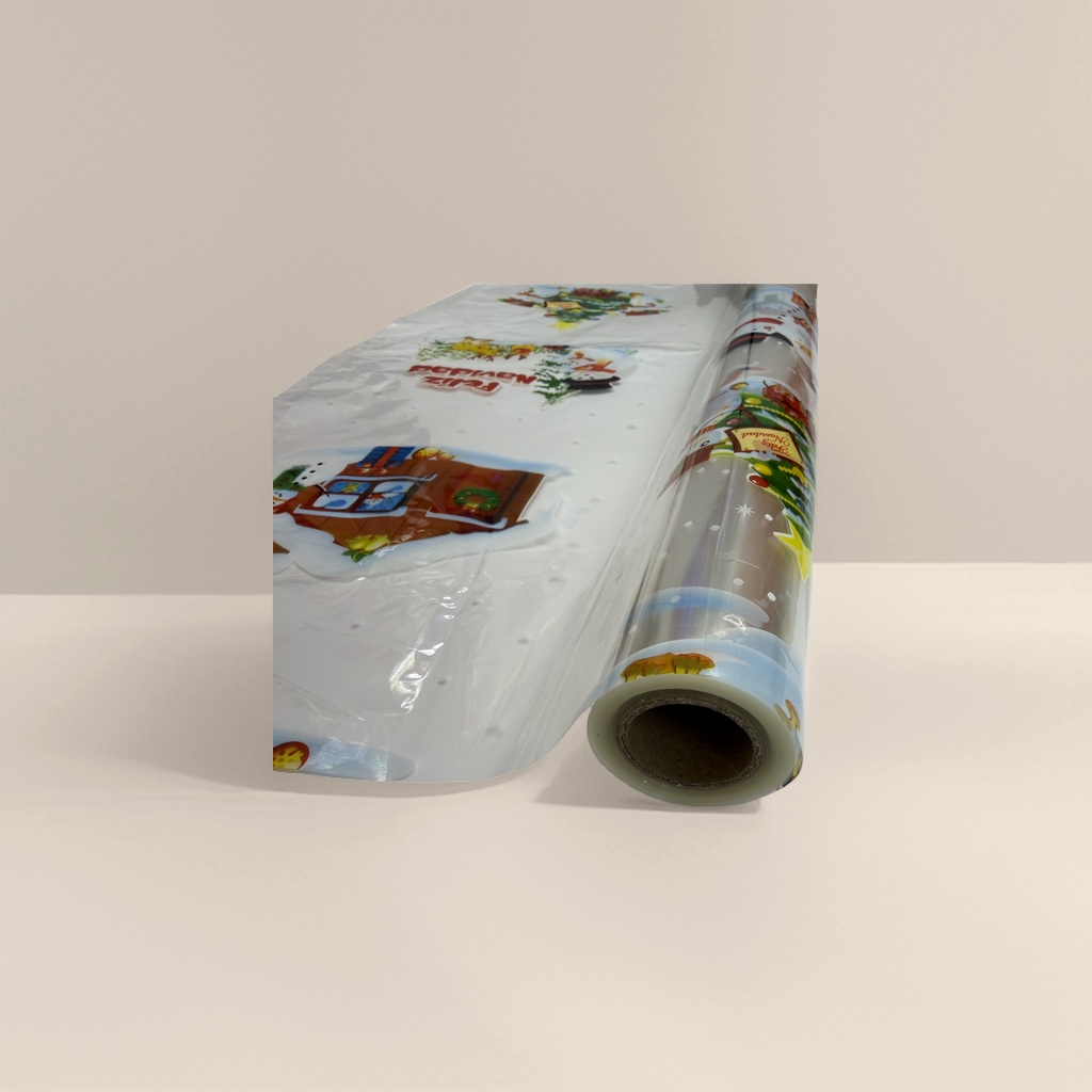 Christmas-themed plastic packaging film rolls are transparent, flexible and tear-resistant, suitable for packaging festival gifts details Picture