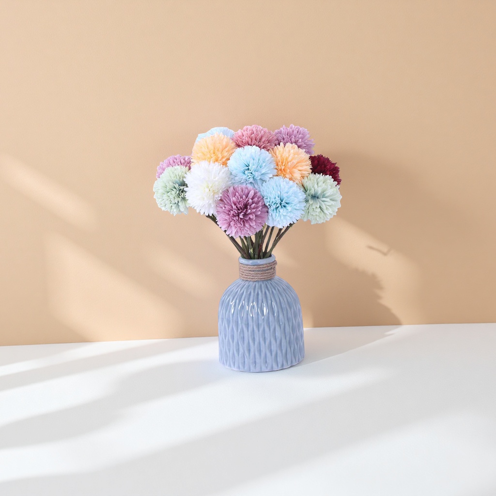 彩色仿真菊花插花装饰花瓶套装家居摆件
