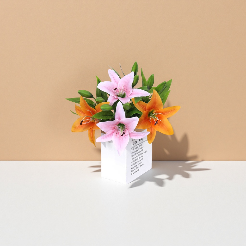 粉色橙色百合花束鲜花配送生日情人节礼物