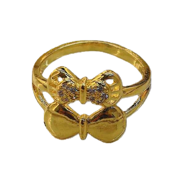 A golden bow-shaped ring is a fashionable and simple ladies' accessory Item Picture