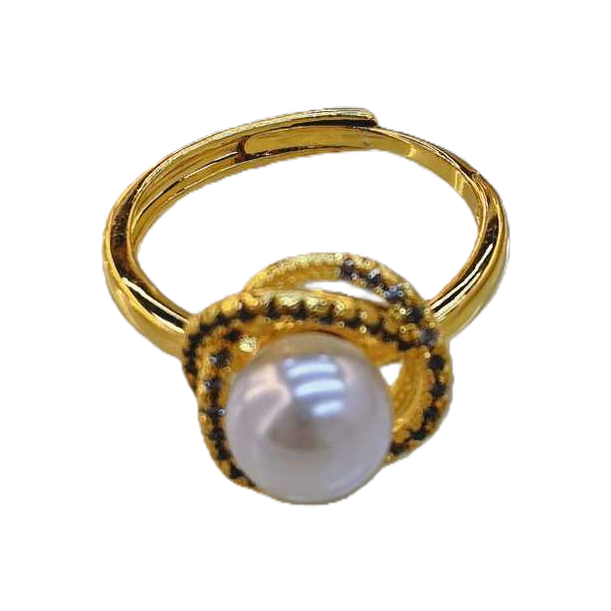 خاتم اللؤلؤ الذهبي هو بسيط السيدة أنيقة Item Picture