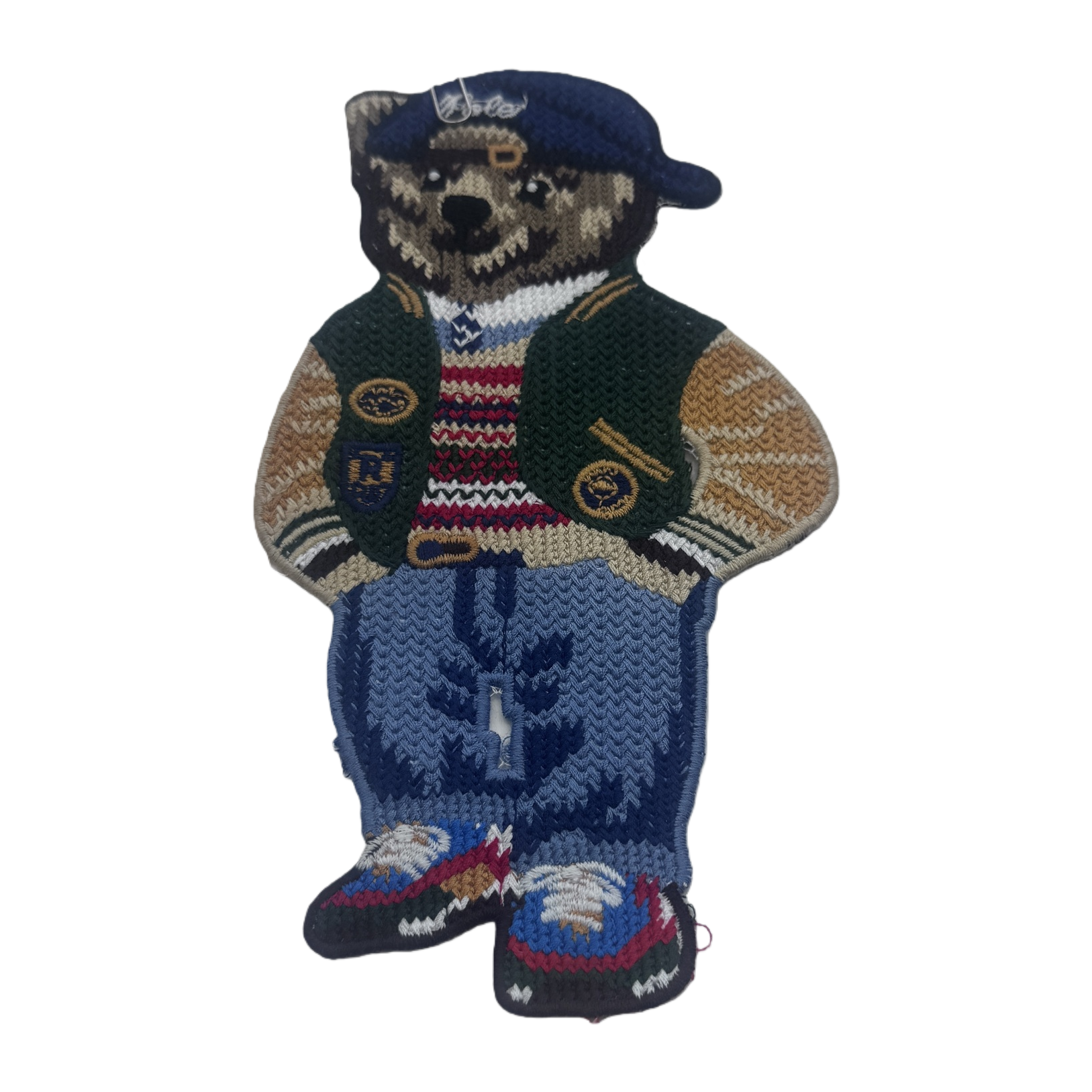 DIY material kit for handmade fabric decoration with colorful embroidered bear stickers Item Picture