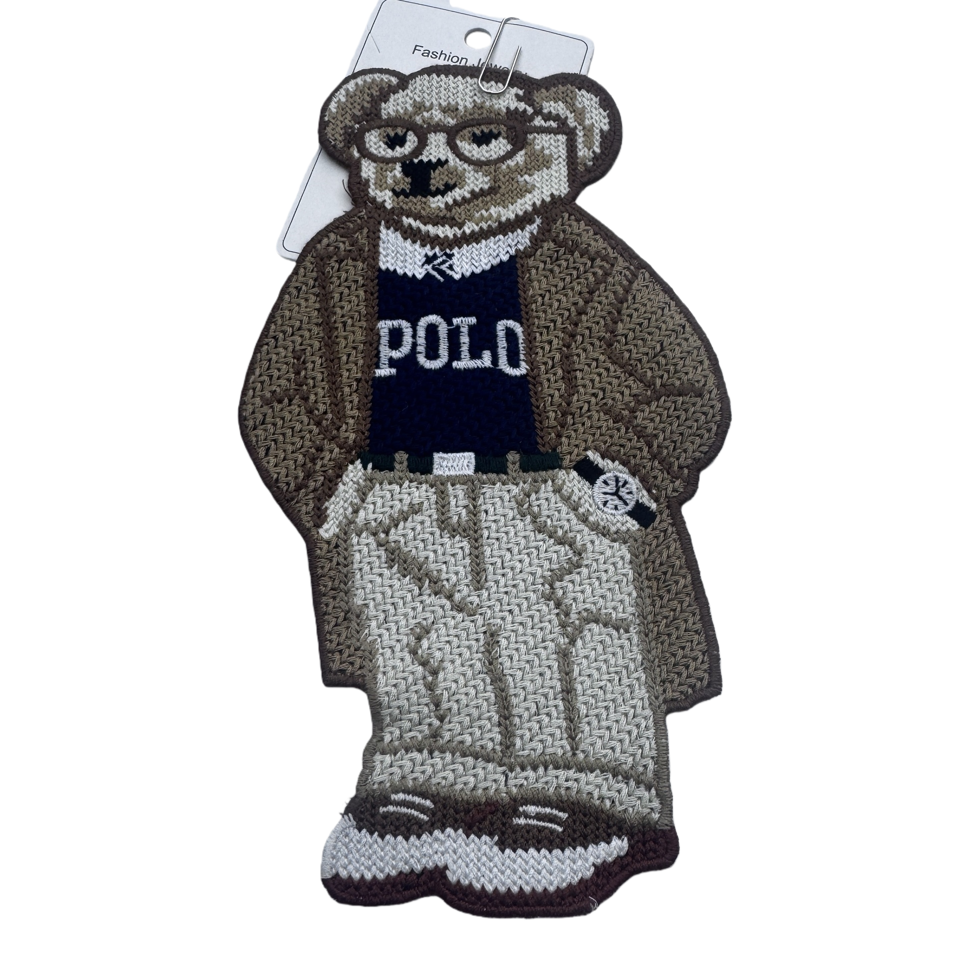 Knitted bear-shaped badge, glasses, POLO shirt, sweater coat, cartoon bear brooch Item Picture