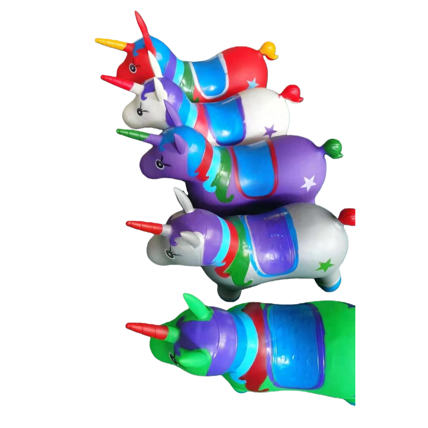لعب أحادي القرن الملونة الأطفال الأطفال المكشوفة ديكور في الهواء الطلق Inflatable Item Picture
