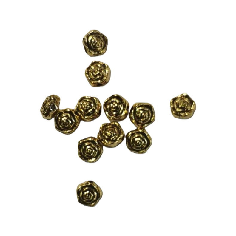 金色玫瑰花形珠子 手工串珠饰品配件 6mm圆润光泽 Item Picture