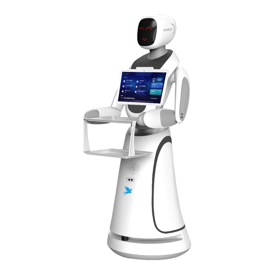 The white service robot intelligently greets guests and guides them, featuring multi-functional automatic obstacle avoidance for both home and commercial use Item Picture