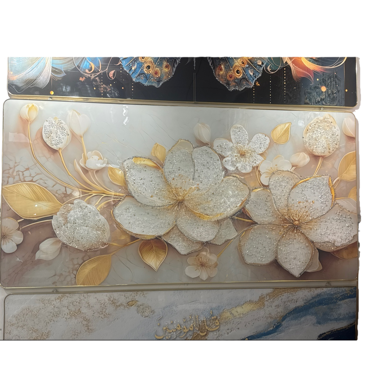 Golden-edged floral decorative paintings for living rooms and bedrooms, Nordic minimalist modern art wall decorations Item Picture