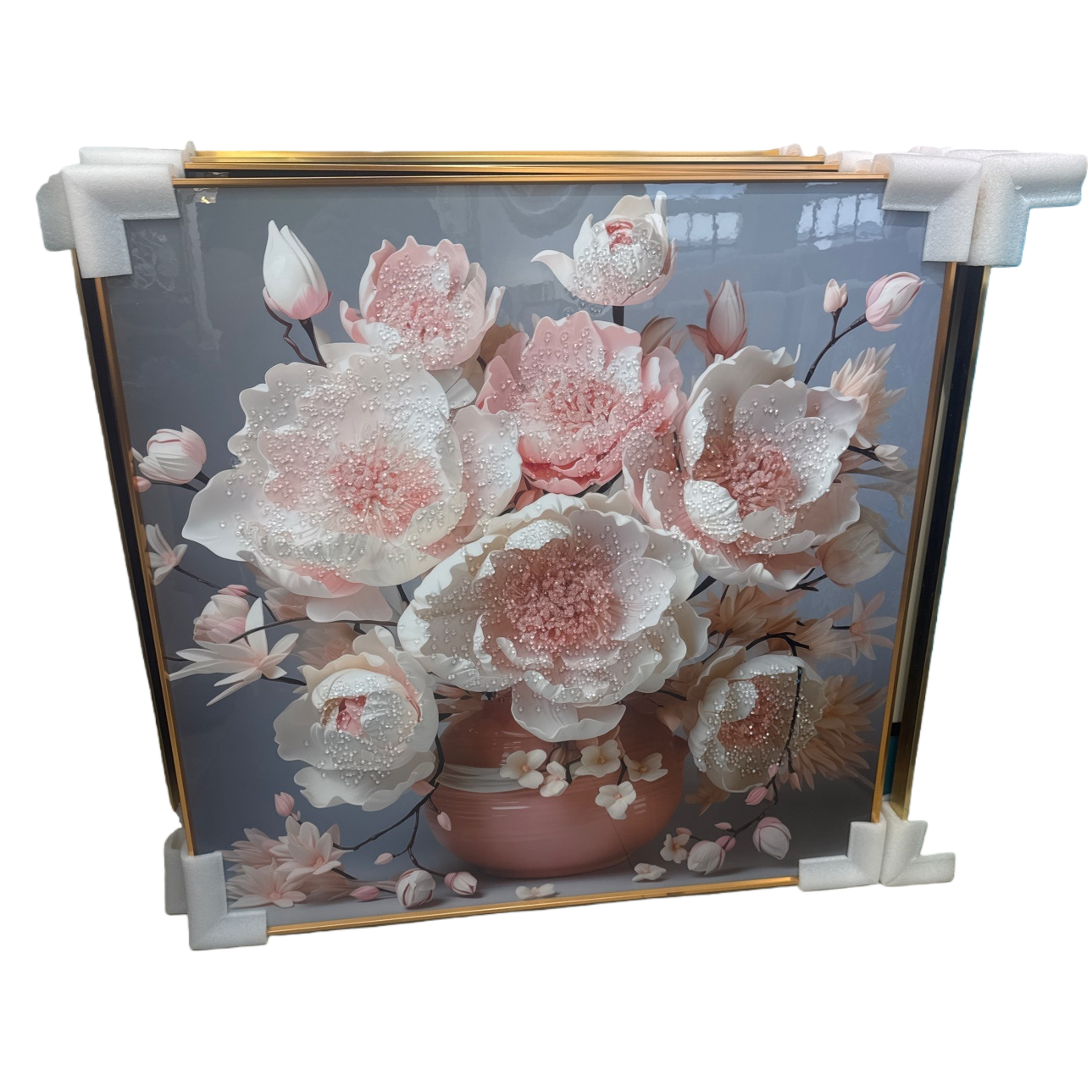 Pink peony vase decorative painting, living room bedroom hanging painting, new Chinese-style art mural Item Picture