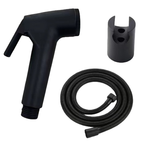 Black hand-held showerhead and accessories, all-copper chrome-plated anti-scalding, water-saving and adjustable shower head set Item Picture