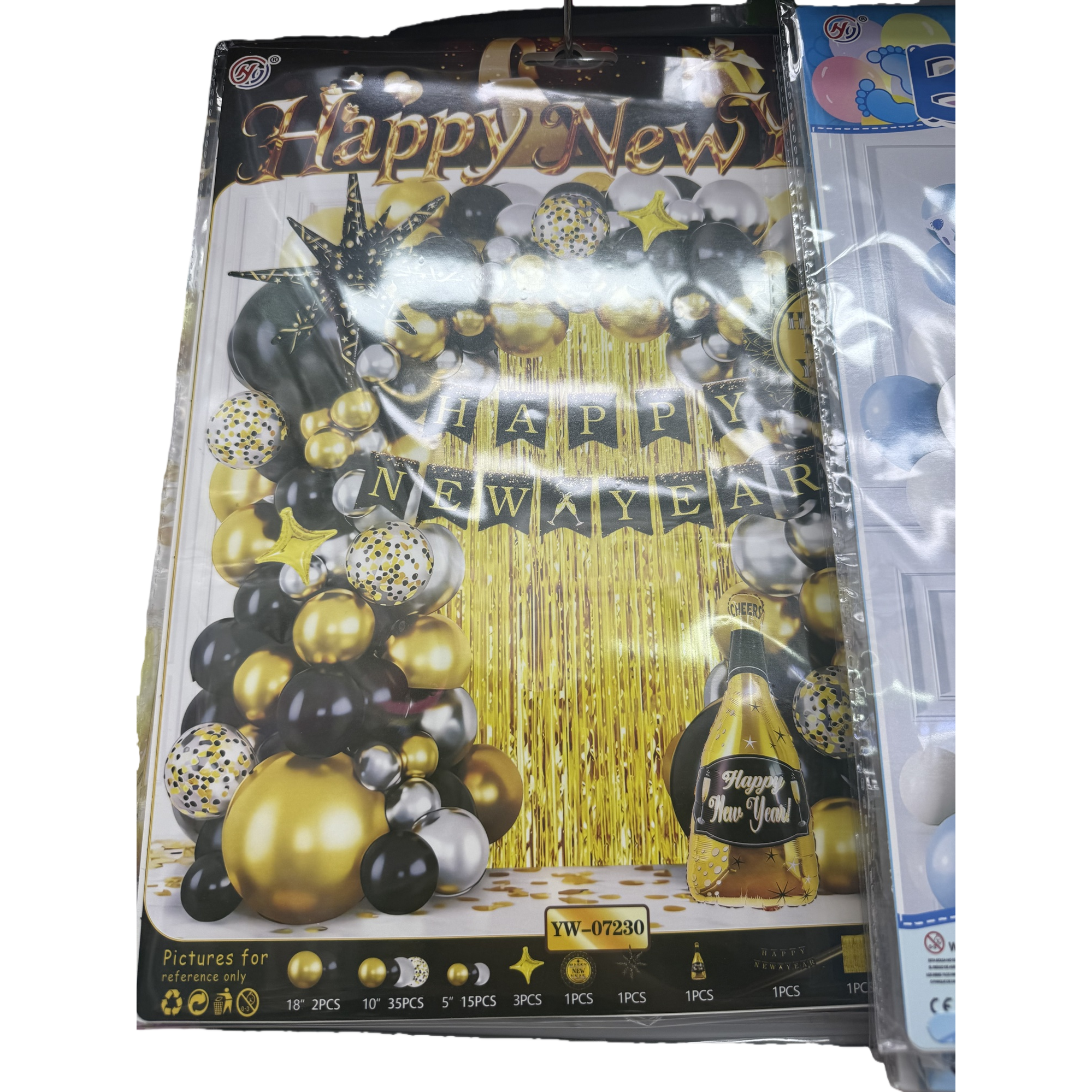 金色黑色银色气球装饰套装白底实物图