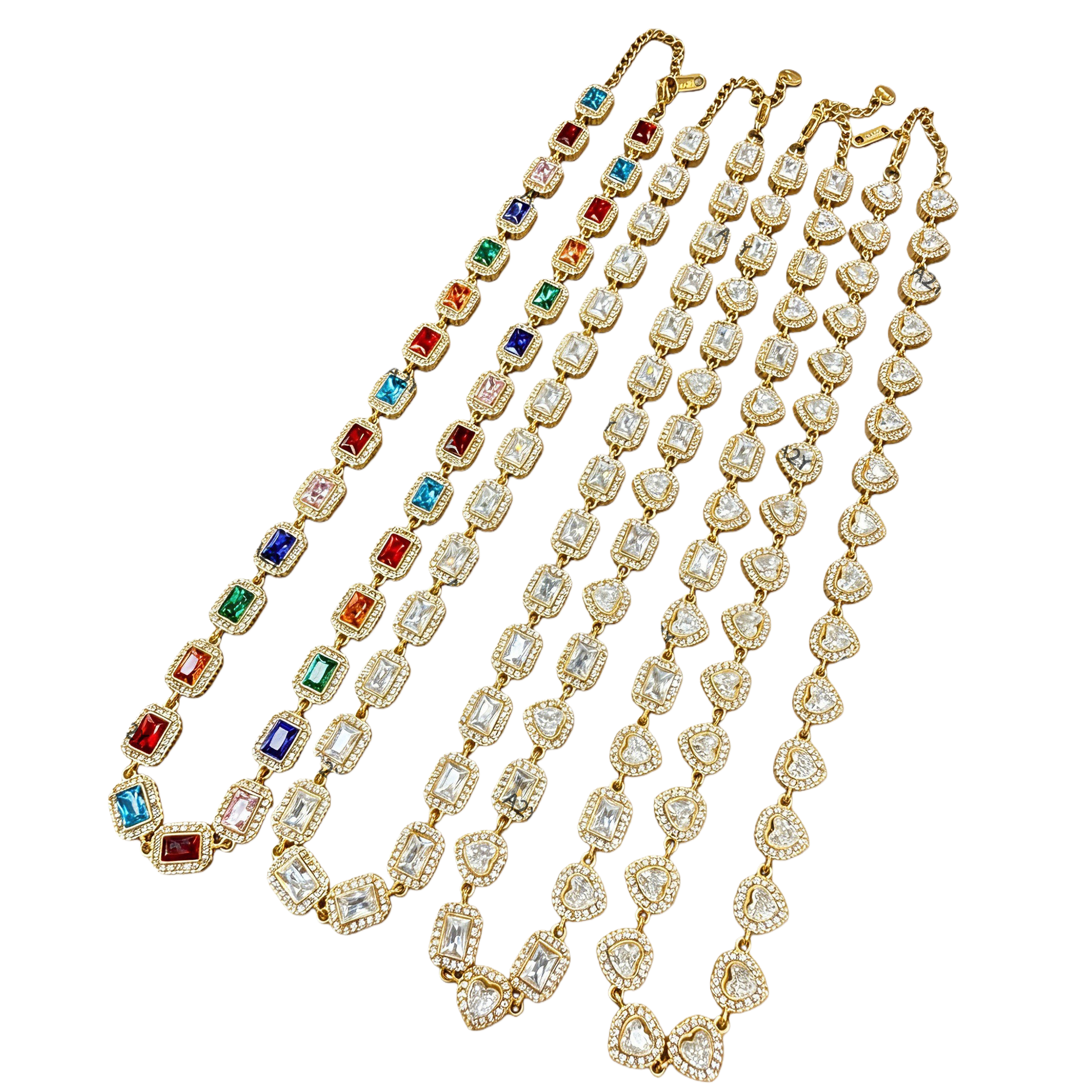 قلادة من الأحجار الكريمة الملونة بالذهب Item Picture