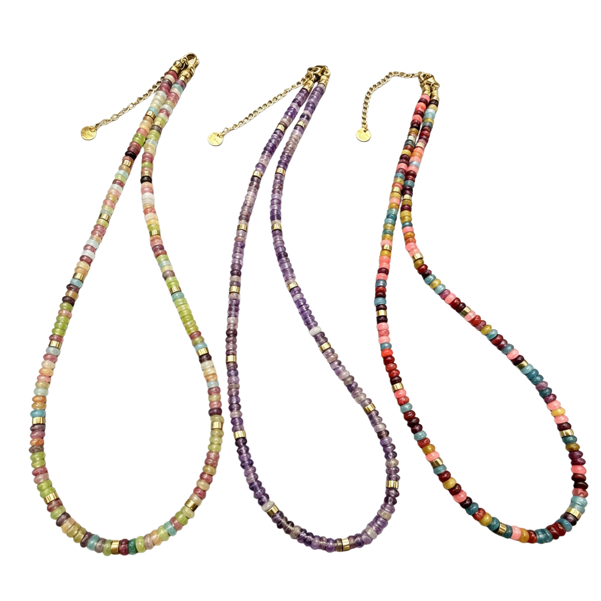 Colorful bead necklace, hand-woven collarbone chain with multi-colored glass beads, simple and fashionable Item Picture