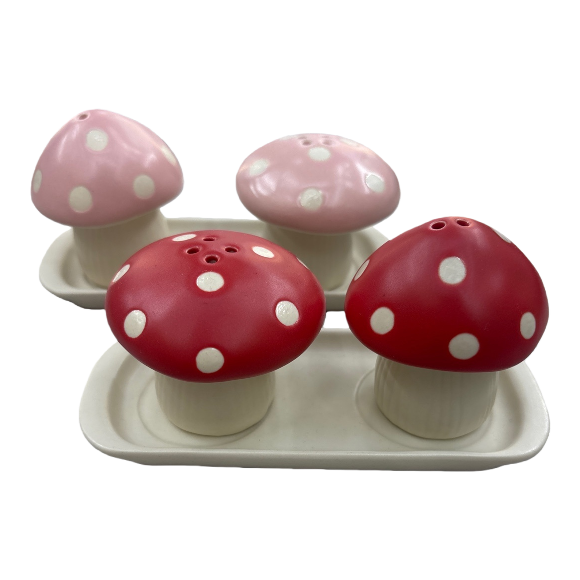 Red and white polka dot mushroom-shaped seasoning bottle, creative glass seasoning jar for home kitchen Item Picture