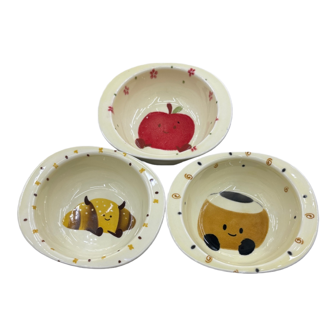 Three cartoon-patterned ceramic bowls, home breakfast bowls, children's tableware and bowl sets Item Picture