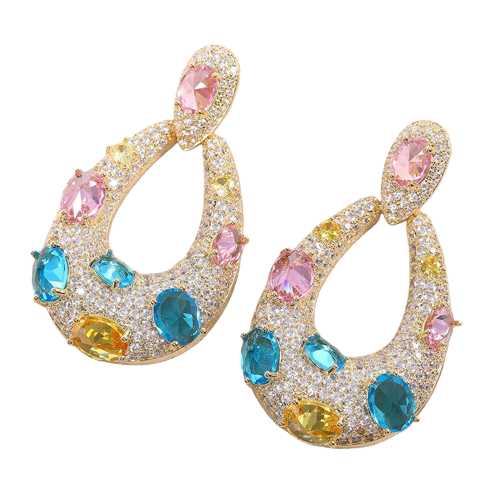 Colored gemstone earrings, natural zircon, light luxury and fashionable women's earrings Item Picture