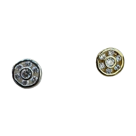 银色金色镶钻耳钉配白色卡片标签耳钉白底实物图